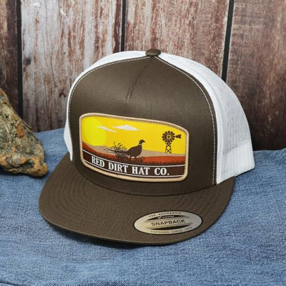 Red Dirt Hat Company Wildlife Hat | 5-Panel Western Adjustable Snapback Cap - color: Open Plains - Brown/White