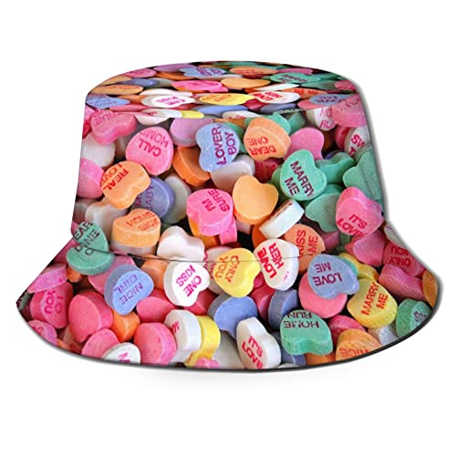 Valentine's Day Hearts Print Bucket Hat Summer Travel Fisherman Sun Hat Cap for Women Men Teens - color: Daya5