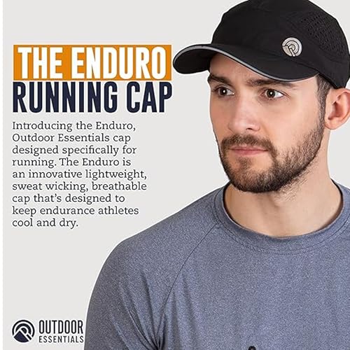 OutdoorEssentials Running Hat - Breathable Running Hats for Women & Men - Jogging Exercise Hiking Cap - Trail Baseball Tennis - color: Black