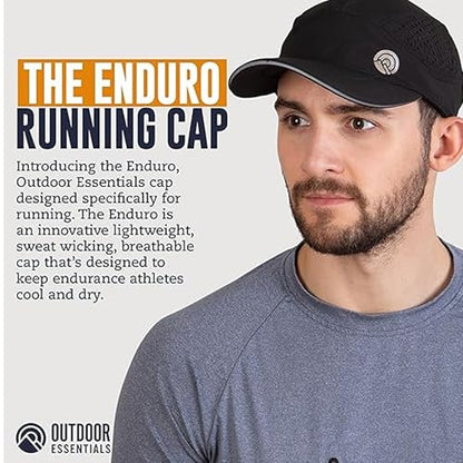 OutdoorEssentials Running Hat - Breathable Running Hats for Women & Men - Jogging Exercise Hiking Cap - Trail Baseball Tennis - color: Black