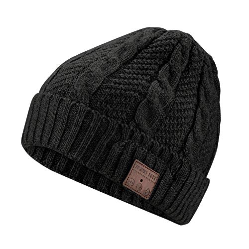 Wireless Music Hat Beanie for Men Women Winter Music Cap with Mic Stereo Headphones Headset Beanie Unisex Women Boys Girls Winter Handsfree Outdoor Sports - color: Knit Black
