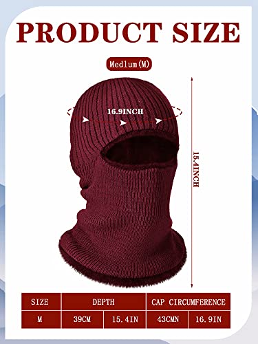 Blulu Ski Knitted Mask for Men,1 Hole - color: Red, size: Medium