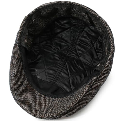 Men's Newsboy Cap with Earflaps Flat Ivy Caps Gatsby Golf Cabbie Hats - color: Coffee Square