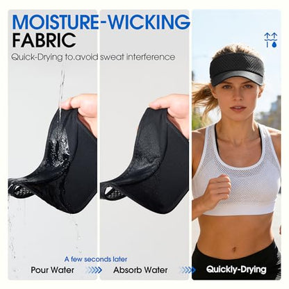 AUSFLUG Sun Visor Hat Men Women - Moisture Wicking Lightweight Sports Cap - color: Black