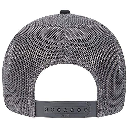 OTTO 6 Panel Low Profile Contrast Vertical Mesh Back Cap - color: Blk/Ch.gry/Ch.gry