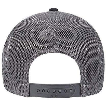 OTTO 6 Panel Low Profile Contrast Vertical Mesh Back Cap - color: Blk/Ch.gry/Ch.gry