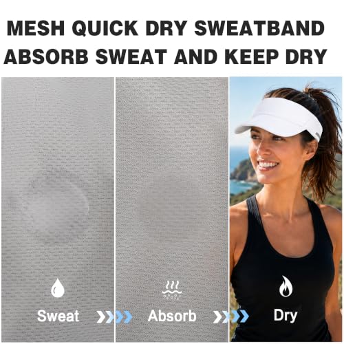 Sun Visor Caps Foldable Brim Adjustable Visor Hats for Women Men - color: 2# White