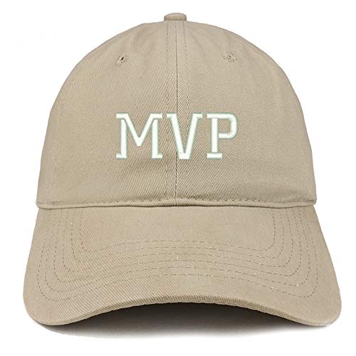 Trendy Apparel Shop MVP Embroidered Unstructured Cotton Dad Hat - color: Khaki