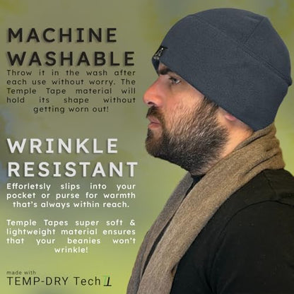 Temple Tape Tactical Fleece Watch Cap Beanie – Skull Cap Fleece Hat - Mens & Women - color: Graphite Gray, size: X-Large