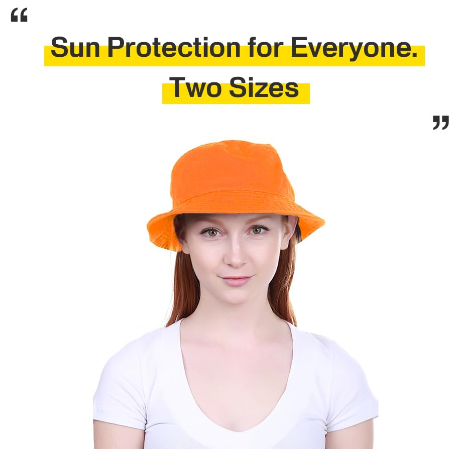 KBETHOS® 100% Cotton Washed Bucket Hat - color: Orange, size: Small-Medium