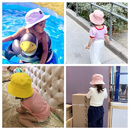 Kids Sun Hat Smile Face Bucket Hat for Girls Boys Summer Sun Protection Cotton Unisex Beach Cap - color: White