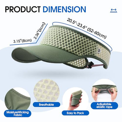 AUSFLUG Sun Visor Hat Men Women - Moisture Wicking Lightweight Sports Cap - color: Army Green
