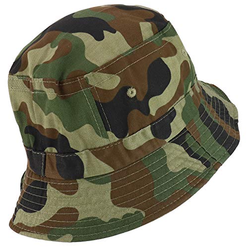 Armycrew Pigment Dyed Washed 100% Cotton Unisex Bucket Hat - color: Green Camo