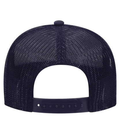 Otto Cap 5-Panel Mid Profile Mesh Back Trucker Hat, OS - color: Navy/White