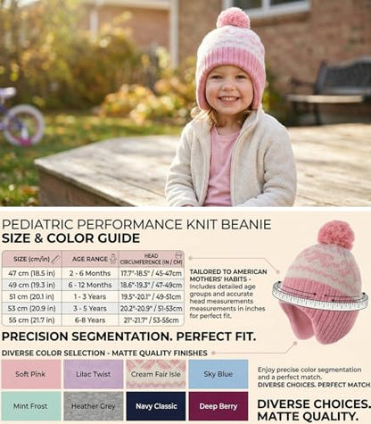 Moon Kitty Baby Girls Earflaps Knit Hats Infant Baby Beanies6-12Months - color: Rose Pink Bow, size: 1-3T