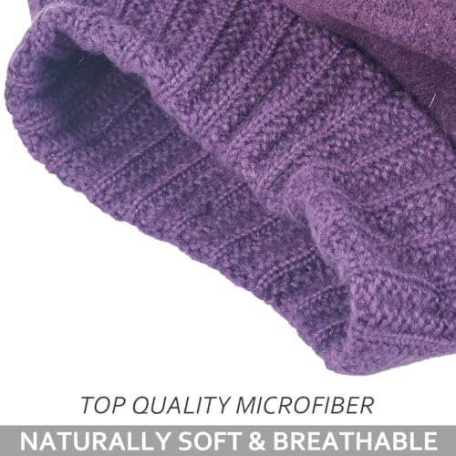 Women Knit 100% Wool Beret Artist Winter French Beret Hats - color: Purple