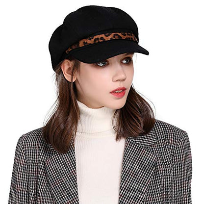 Comhats Women's Wool Winter Warm Newsboy Hats, Fashion Pageboy Beret Cap - color: 91611_black, size: Medium