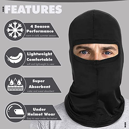 Silk Balaclava Face Mask Men - Breathable Under Helmet Wear Windproof Motorcycle Balaclava - color: Black - 1 Pack