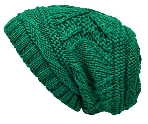 Lilax Knit Slouchy Oversized Soft Warm Winter Beanie Hat - color: Green