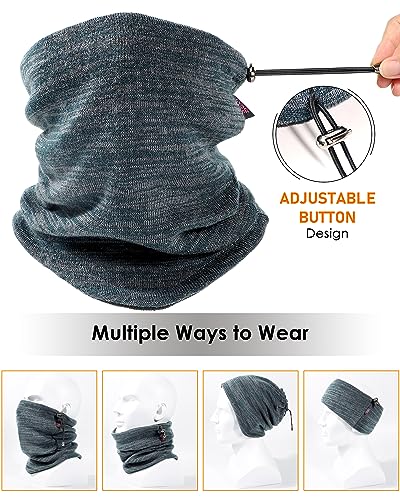 Winter Beanie Hat Scarf for Men Women Knit Thick Fleece Lined Warm Windproof Ski Skull Cap Neck Warmer Gaiter Face Scarf Set - color: Mixed Black