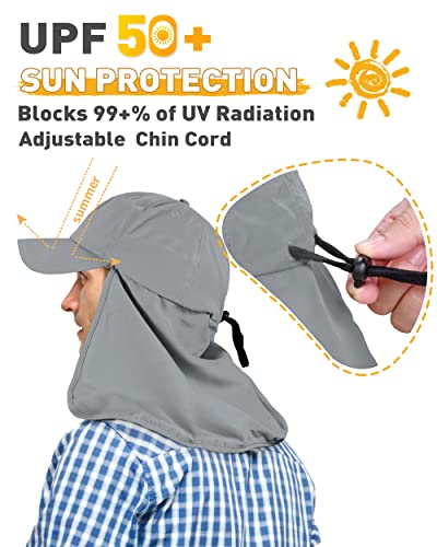 Tirrinia Wide Brim Sun Hat with Neck Flap for Men & Women - color: #3 Grey