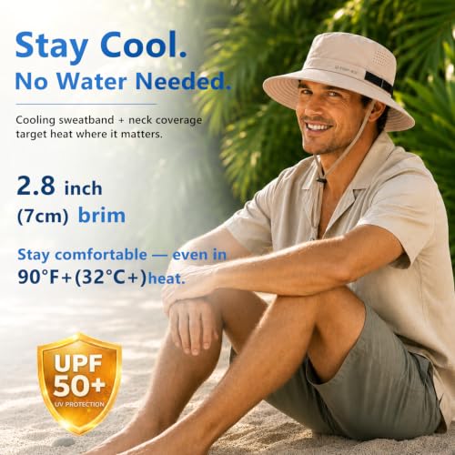 UVCoolix All-Day Comfort Bucket Sun Hat for Men Women,Lightweight Wide Brim UV Protection Boonie Outdoor,Beach,Golf - color: Gray, size: X-Large