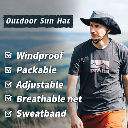 TOP-EX Wide Brim Bucket Sun Hat for Men & Women, Quick-Dry Boonie Hat, Mesh - color: Dark Gray, size: Medium-Large