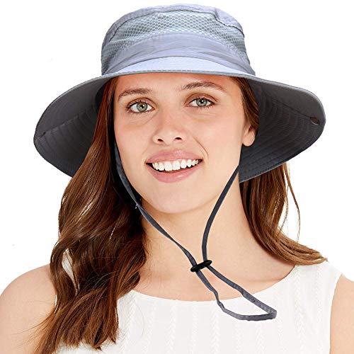 CAMOLAND Mens Fishing Hat Wide Large Brim Sun Hat with Outdoor UV Protection - color: Grey