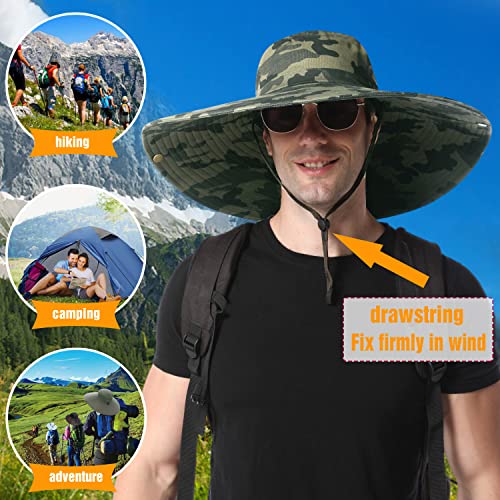HUAMULAN Men Wide Brim Sun Hat Summer Outdoor Women Bucket Fishing Hats - color: A6-camou-green