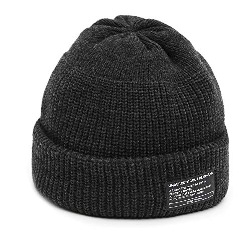 UNDERCONTROL Winter Trawler Fisherman Beanie Men Women Unisex Stylish Plain Docker Skull Hat Roll up Watch Cap Color Pack - color: Charcoal