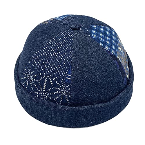 Vintage Old School Unisex Roll Cuff Brimless Sailor Docker Hat - color: 318-navy