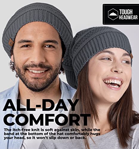 Tough Headwear Slouchy Oversized Beanie Hat - Warm Winter Hats for Women - Stretch Fit Mens Beanie - color: Dark Gray
