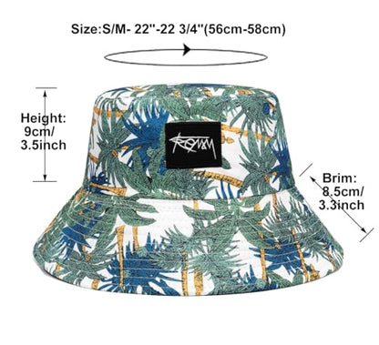 Quanhaigou Bucket Hats Unisex Summer Travel Beach Fisherman Cap for Men Women Teens - color: Coconut Palm