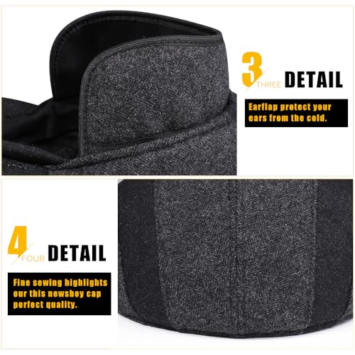 Sumolux Mens Newsboy Cap Winter Beret Hat Cabbie Flat Cap - color: D Grey