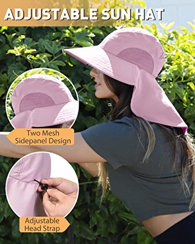 Tirrina Women's Sun Hat Wide Brim, UV Protection Sun Hats for Women - color: #1 Pink