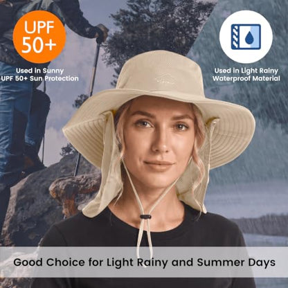 Sun Hats for Men Women UPF 50+ Waterproof Bucket Hat - color: Beige