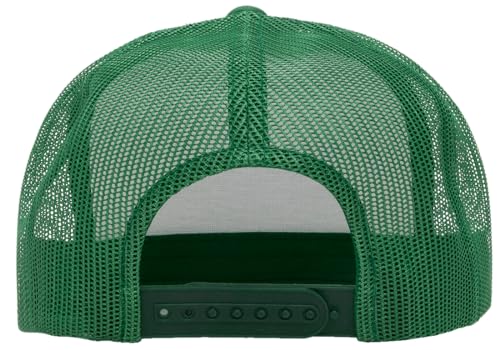 Yupoong 5-Panel YP Classic Trucker Cap | High Profile Flat Visor Snapback - color: Kelly/White/Kelly