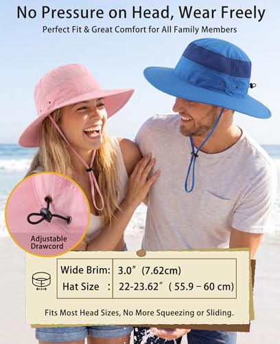 Home Prefer UPF 50+ Men's Sun Hat Wide Brim Bucket Hat UV Protection Hat for Mens Womens Beach Safari Gardening Golf Fishing - color: Pink