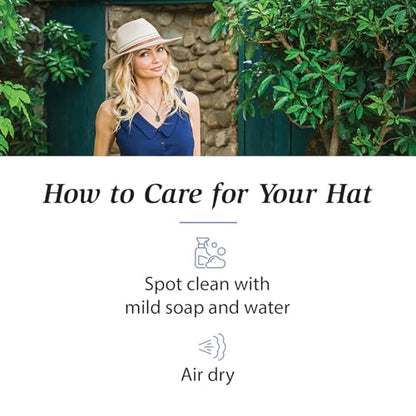Wallaroo Women’s Petite Kristy Fedora (Ivory/Stone, Small) – UPF 50+ UV Sun Protection, Packable, Adjustable, Small Size – Fedora Sun Hat for Travel, Hiking, Outdoor Adventures | Year Round