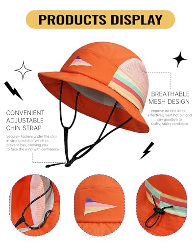 Clakllie Quick Dry Surf Bucket Hat with Strap Waterproof Sun Hat Packable Boonie Hats for Men UPF 50+ Beach Hiking Hats - color: Sh2601-neonorange