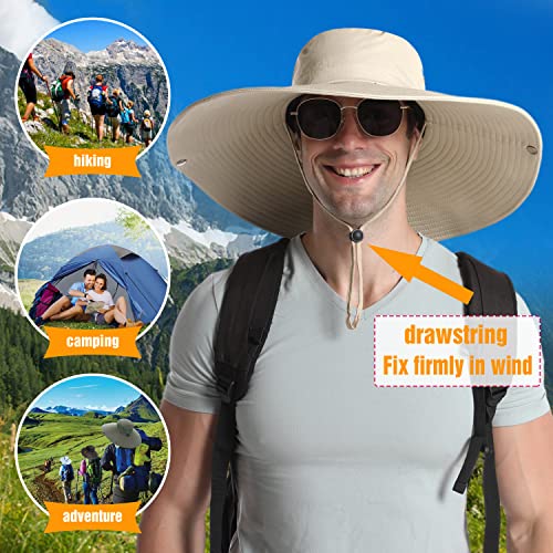 HUAMULAN Men Wide Brim Sun Hat Summer Outdoor Women Bucket Fishing Hats - color: A0-beige