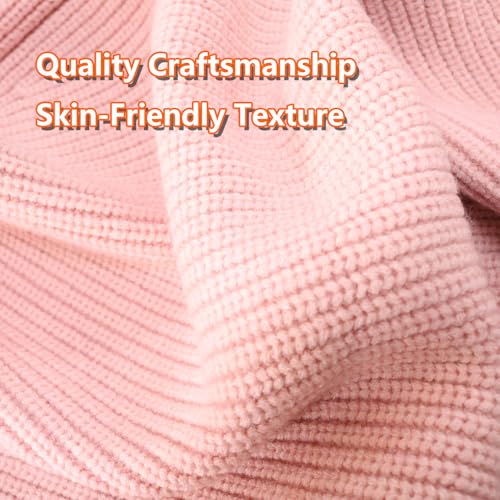 Knit Balaclava for Women Winter Hats Ski Mask Face Cover Neck Warmer - color: Pink