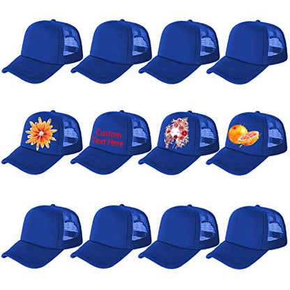Ultrafun 12 Pack Trucker Hat Mesh Sublimation Blank Hats Men Women - color: Royal Blue