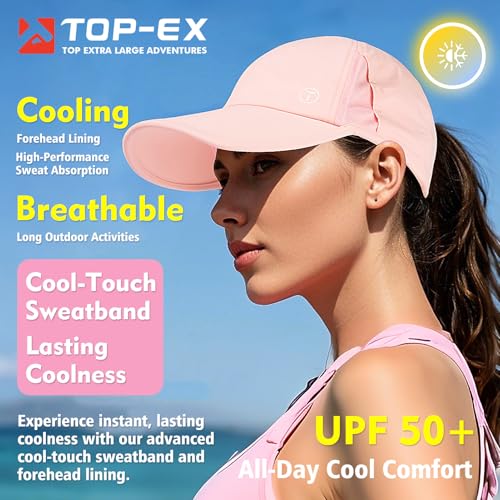 TOP-EX UPF 50+ Cooling High Ponytail Baseball Cap for Women - color: Pink, size: One Size
