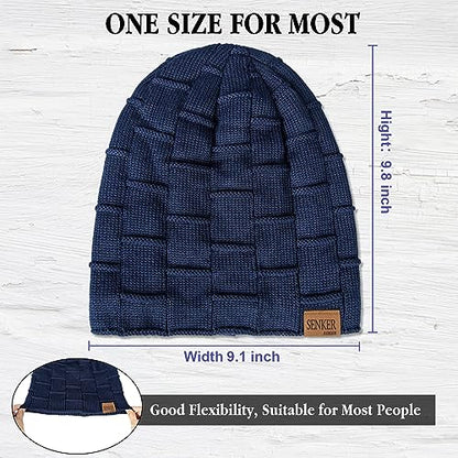 Senker Fashion 2 Pcs Winter Slouchy Beanie Hats for Men, Warm Mens Beanies - color: Black Navy Blue