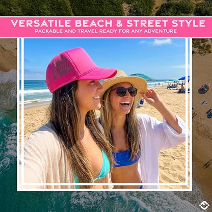Funky Junque Blank Mesh Foam Lightweight Snapback Trucker Hat - color: 3 Pack - Hot Pink (All)