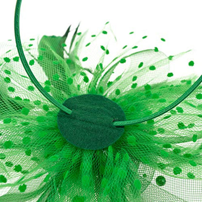 AQOKKA Women Fascinators Hats Flower Fascinators with Headband and Clip Tea Party Headwear for Women and Girls - color: 1 Pc 7" Diameter / Green