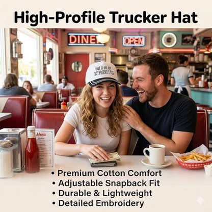 D&Y Retro 2-Tone Canvas Baseball Cap for Women - Funny Embroidered Distressed Snapback, Adjustable Cotton Dad Hat - color: Boyfriends Tap-black