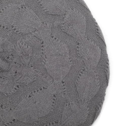 ZLYC Women French Beret Hat Reversible Solid Color Knit Warm Artist Cap - color: Cable Pattern Gray