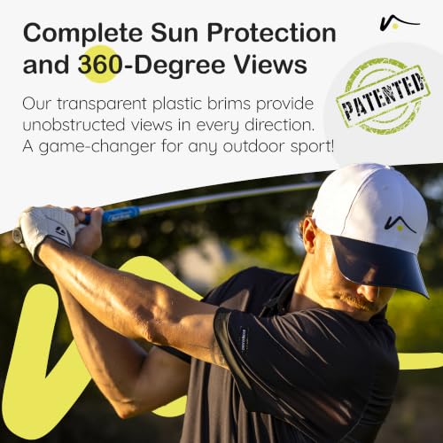 VISTO Unstructured Sports Hat with Transparent Brim – No-Glare UV Protection – 100% Chino Cotton – Hook and Loop Strap - color: Red